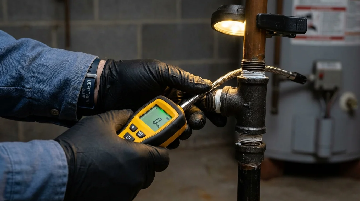 Gas leak detection with electronic sniffer by Johns Plumbing LLC in Industry
