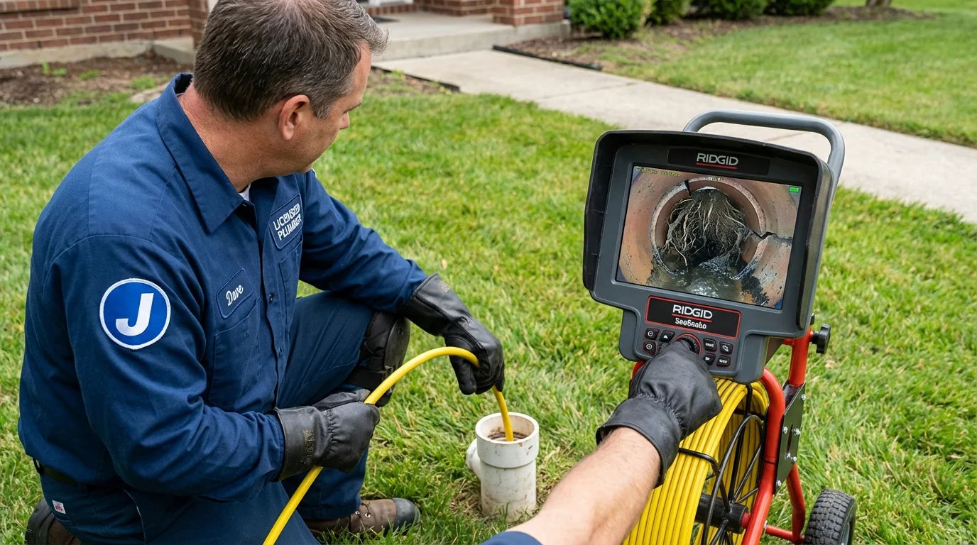 Sewer camera inspection being performed by Johns Plumbing LLC in Industry