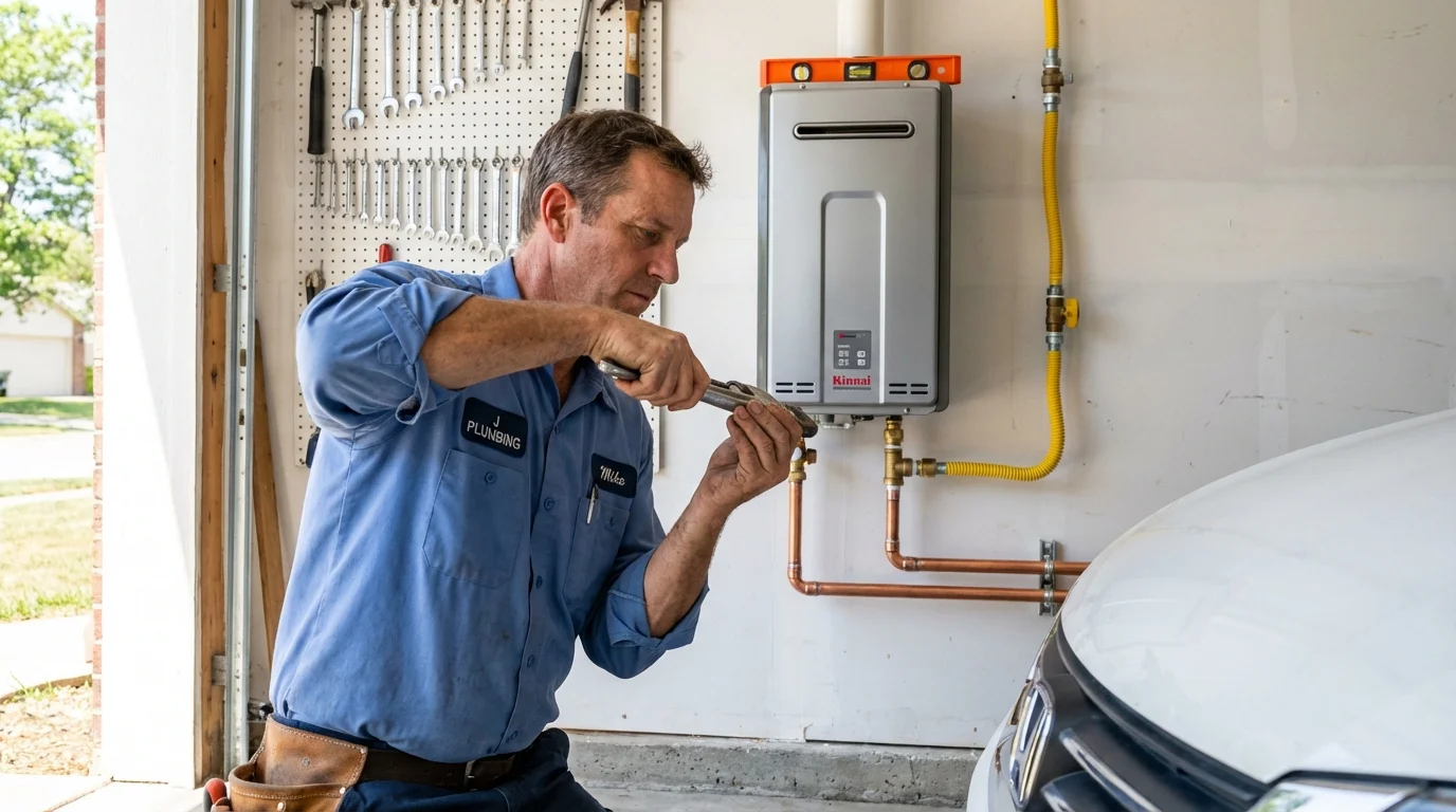 Tankless water heater installation by a Johns Plumbing LLC plumber in Industry